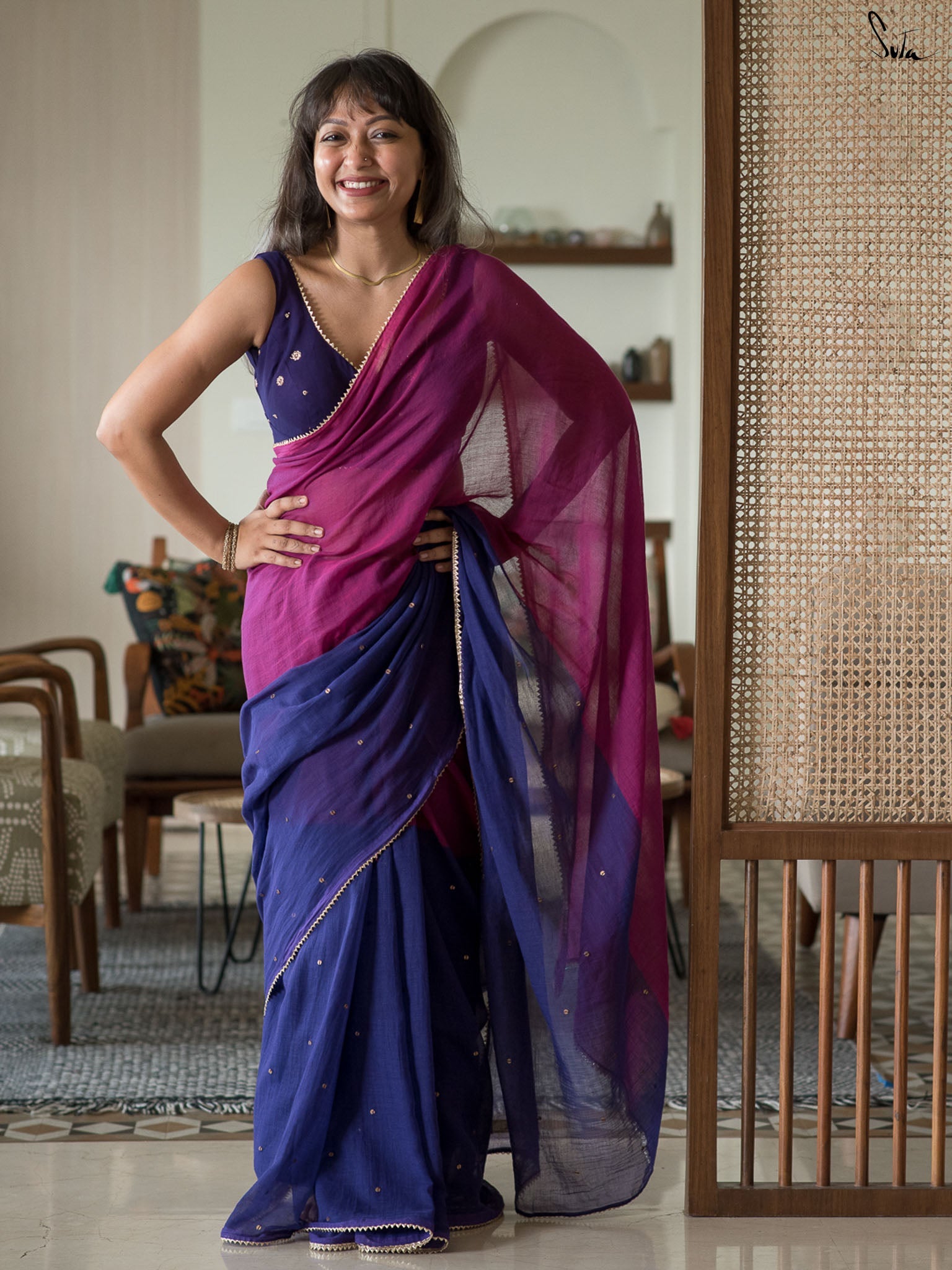 Ube Trickle Saree