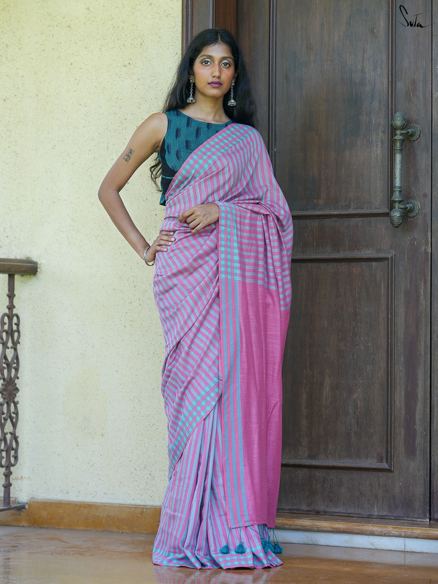 Striped No Border Saree