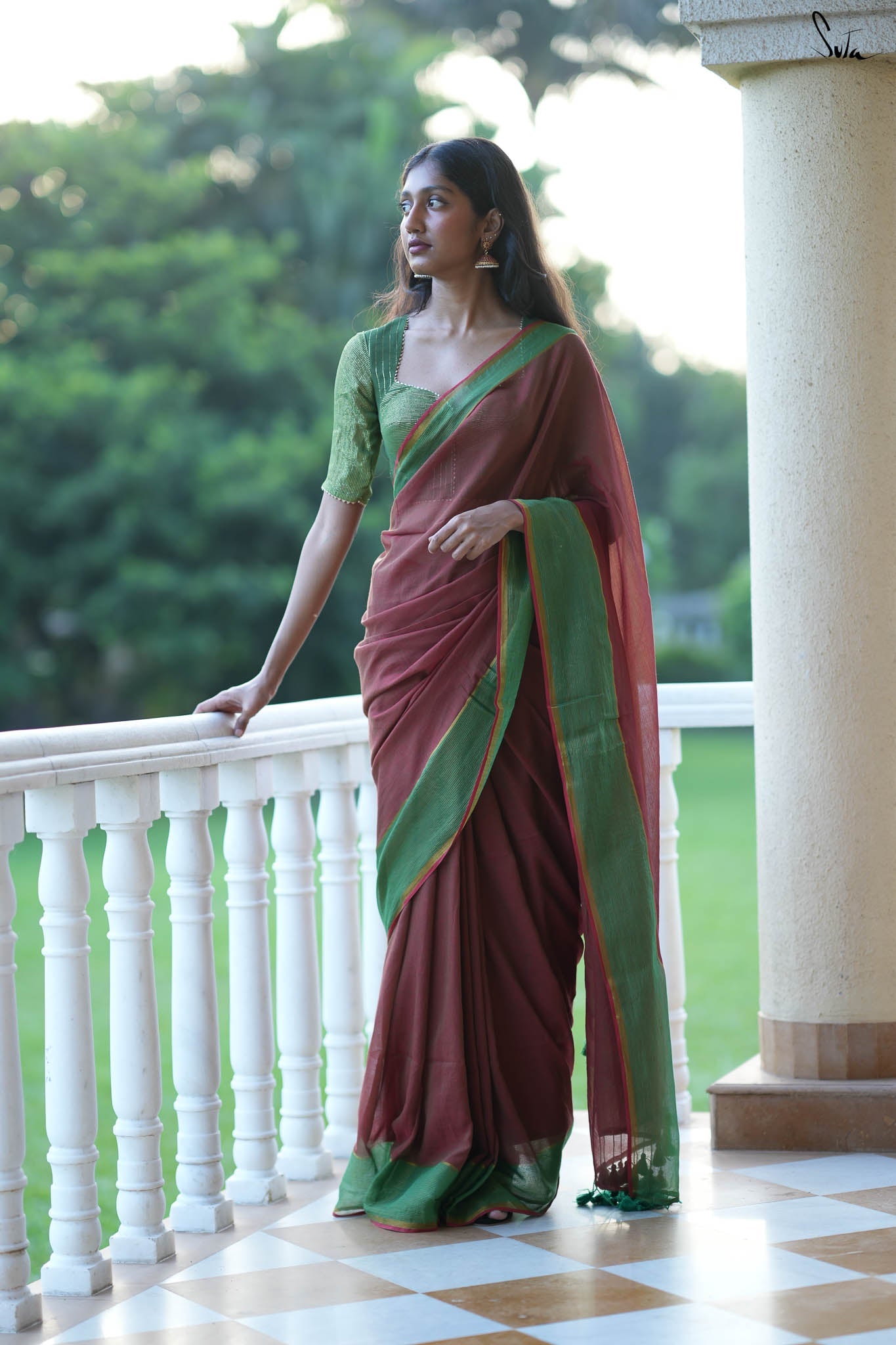Stripe Border Mul Zari saree