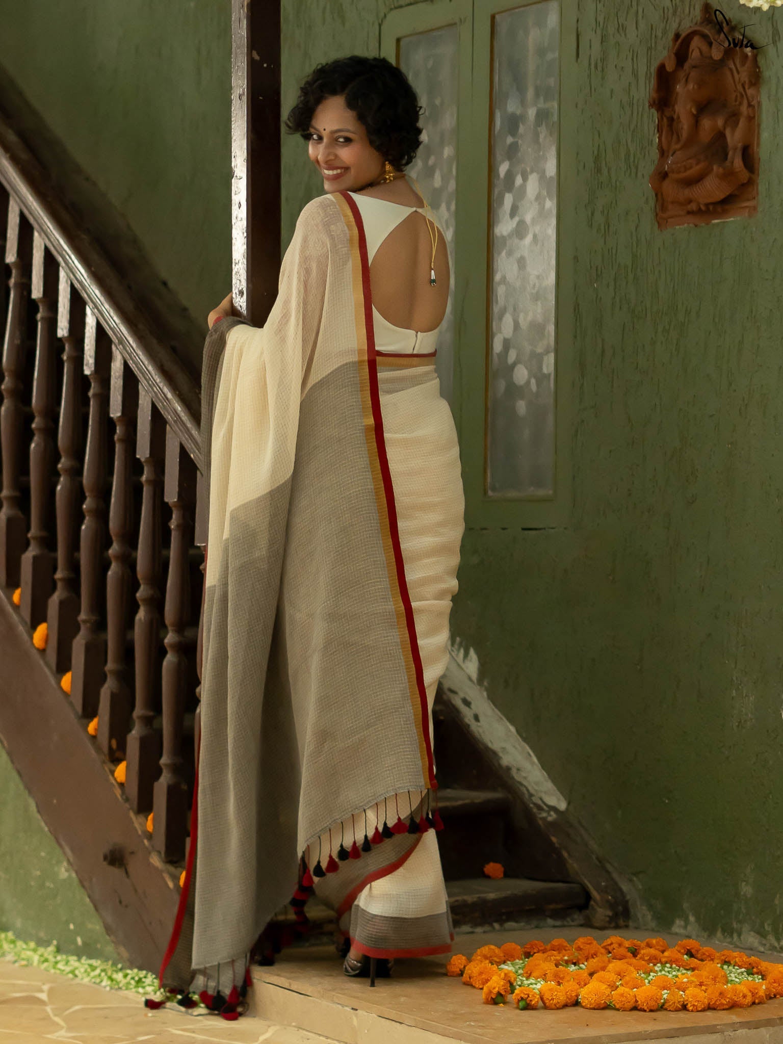 Suta ready to wear Woven Design Saree