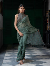 Green base floral print