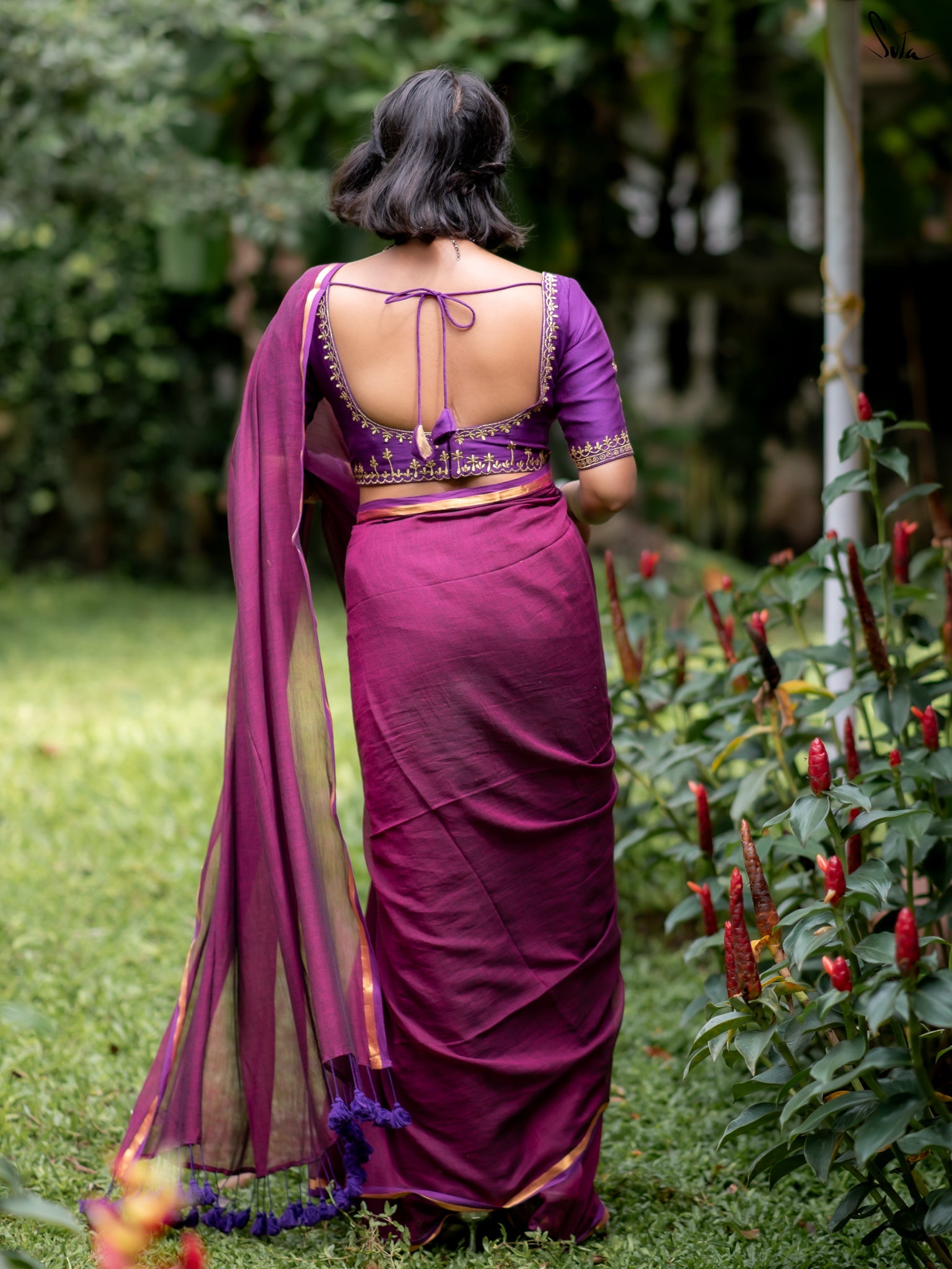 Suta Magenta Pure Cotton Saree