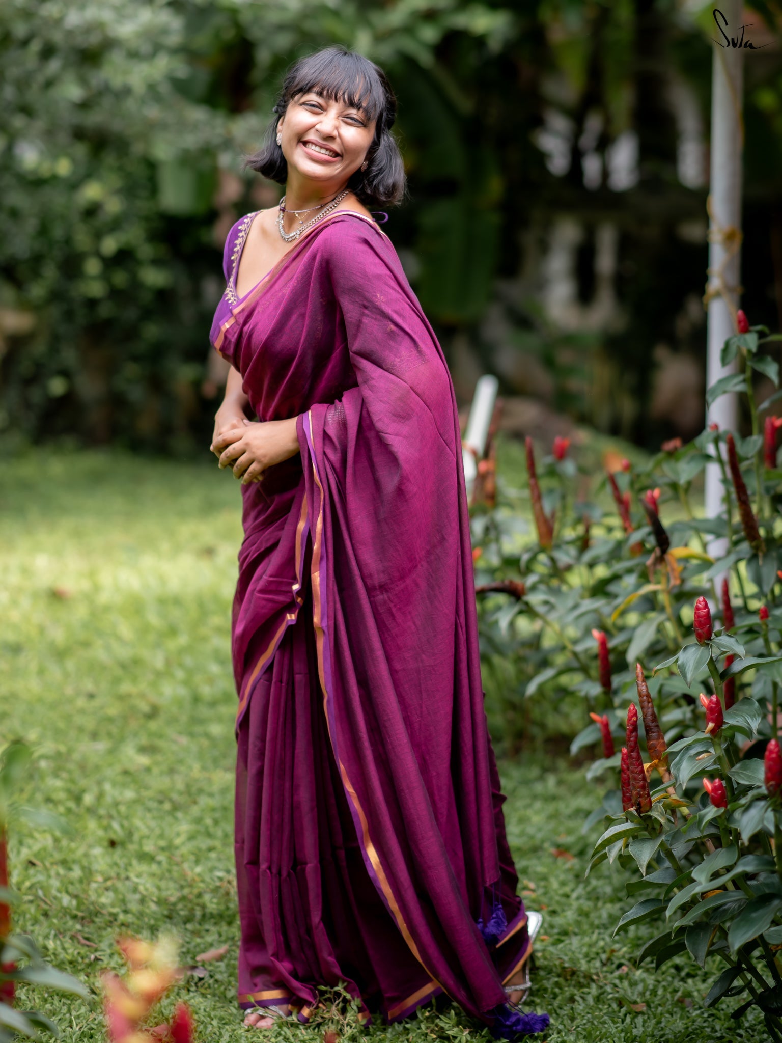 Suta Magenta Pure Cotton Saree