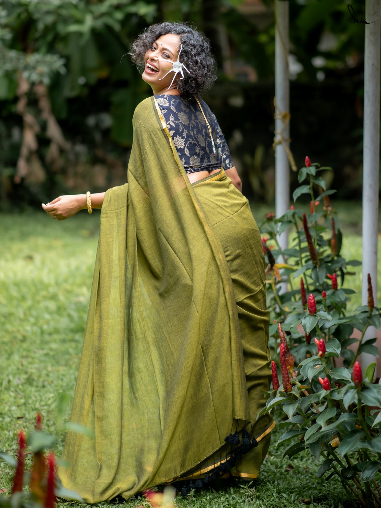 Suta Green Pure Cotton Saree