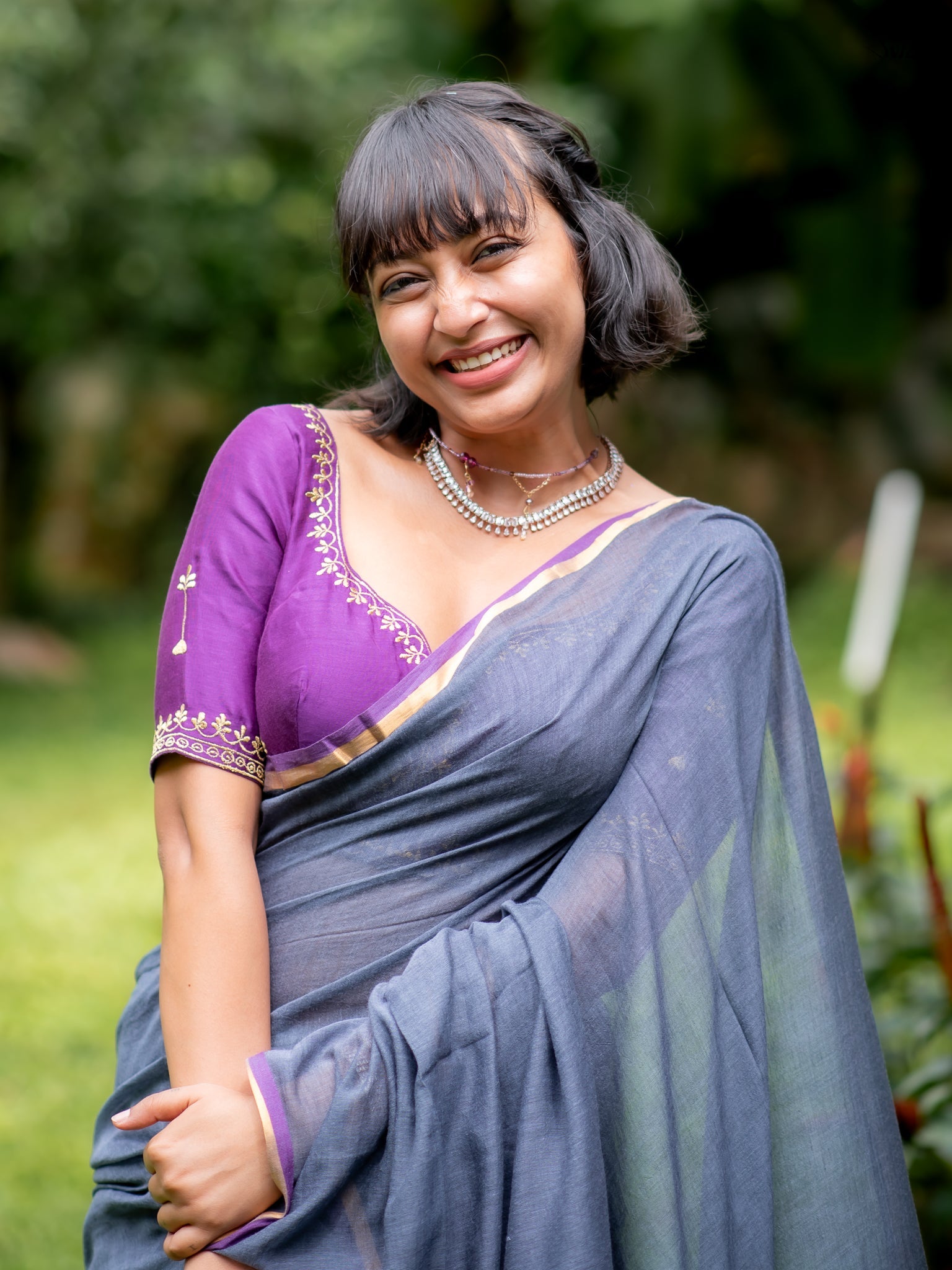 Suta Grey Pure Cotton Saree