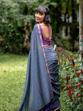 Suta Grey Pure Cotton Saree