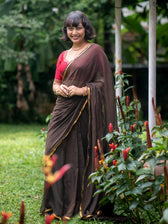 Suta Brown Pure Cotton Saree