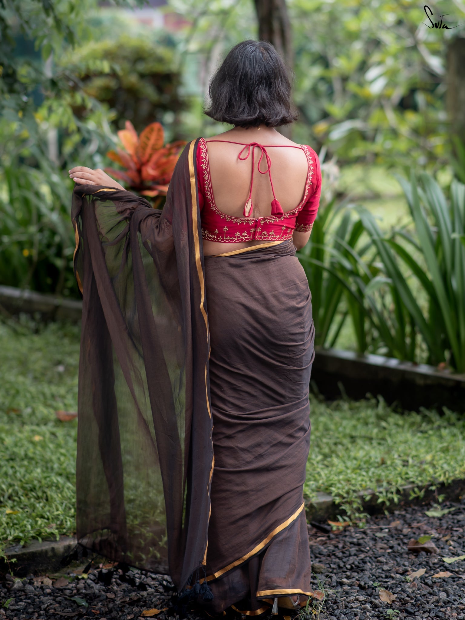Suta Brown Pure Cotton Saree