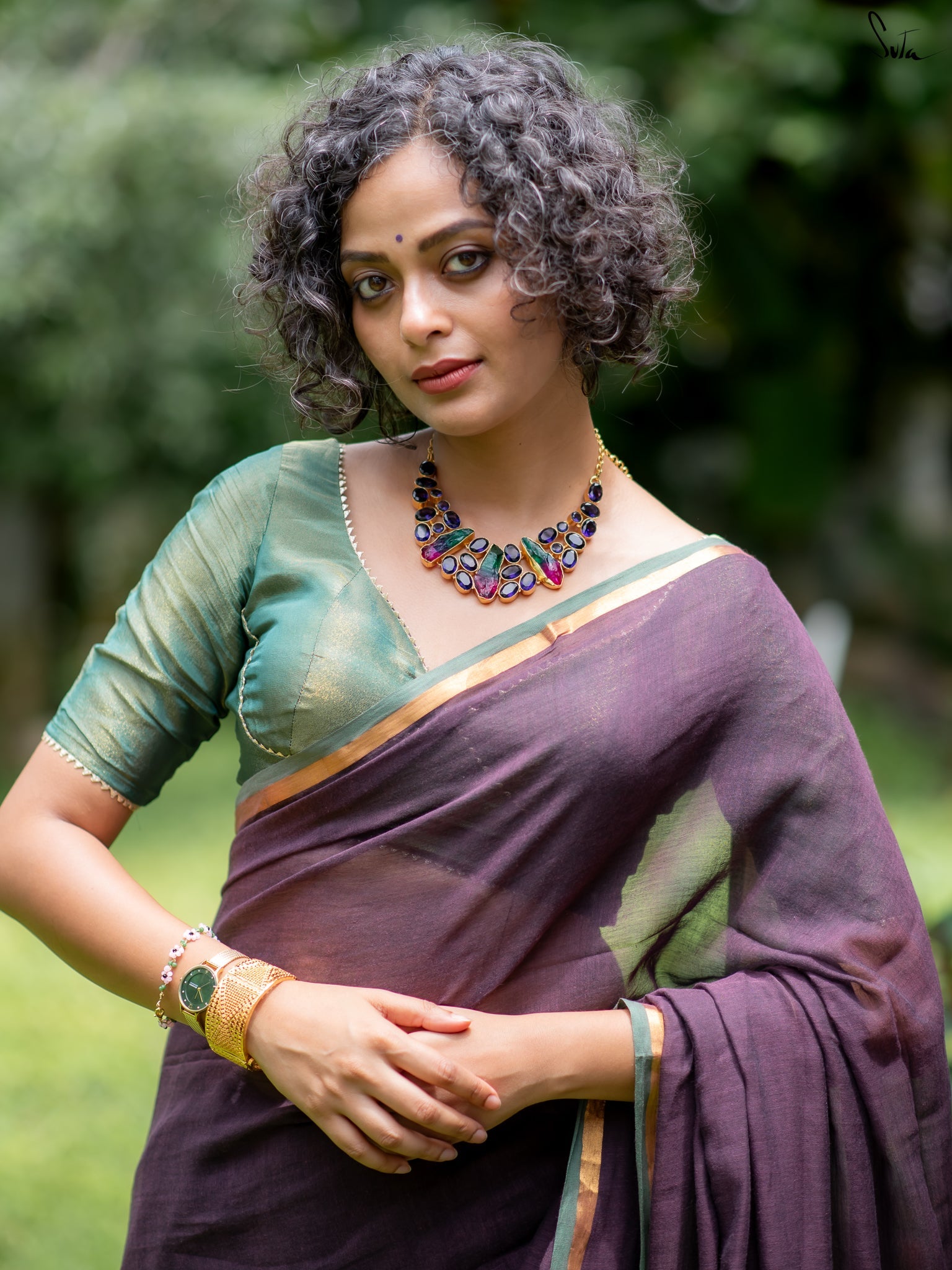 Suta Purple Pure Cotton Saree