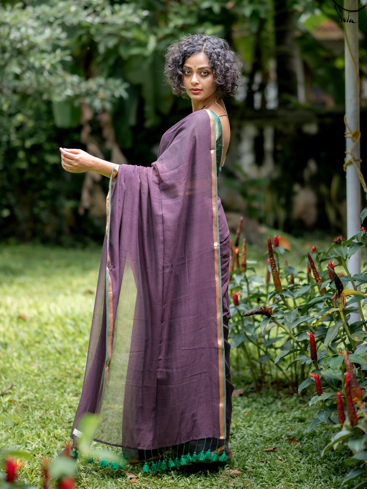 Suta Purple Pure Cotton Saree