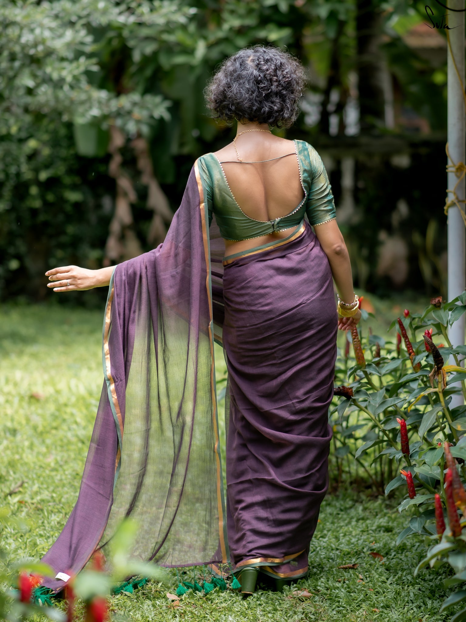 Suta Purple Pure Cotton Saree