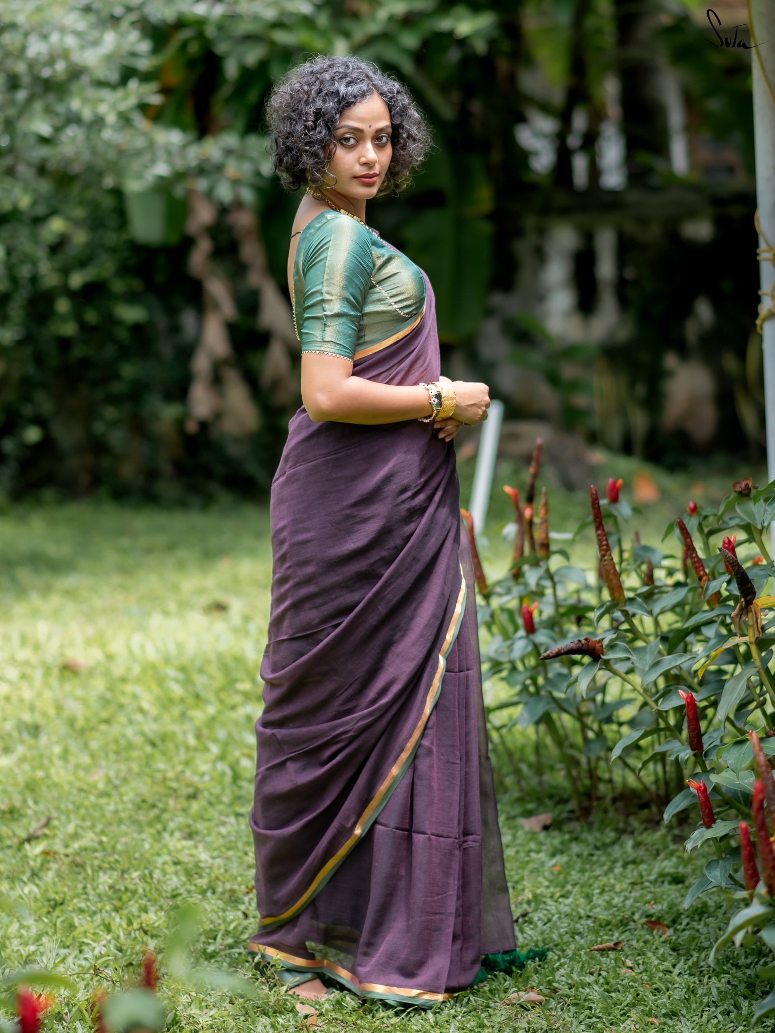 Suta Purple Pure Cotton Saree