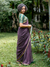 Suta Purple Pure Cotton Saree