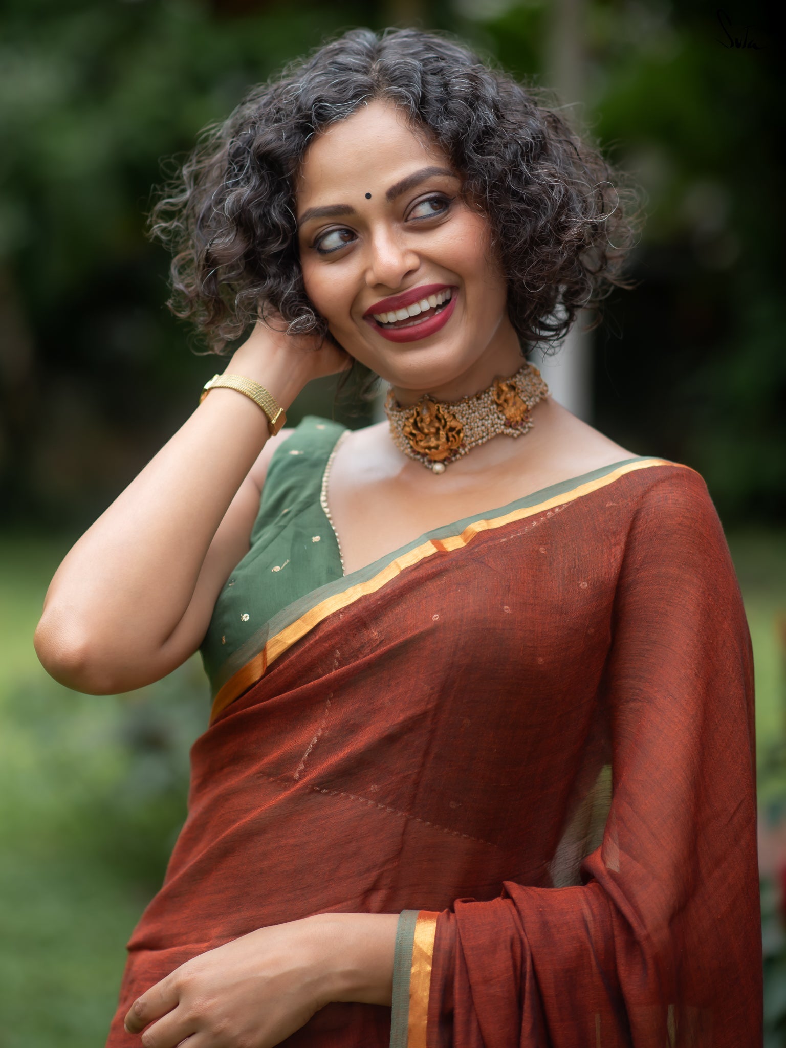 Suta Rust Pure Cotton Saree