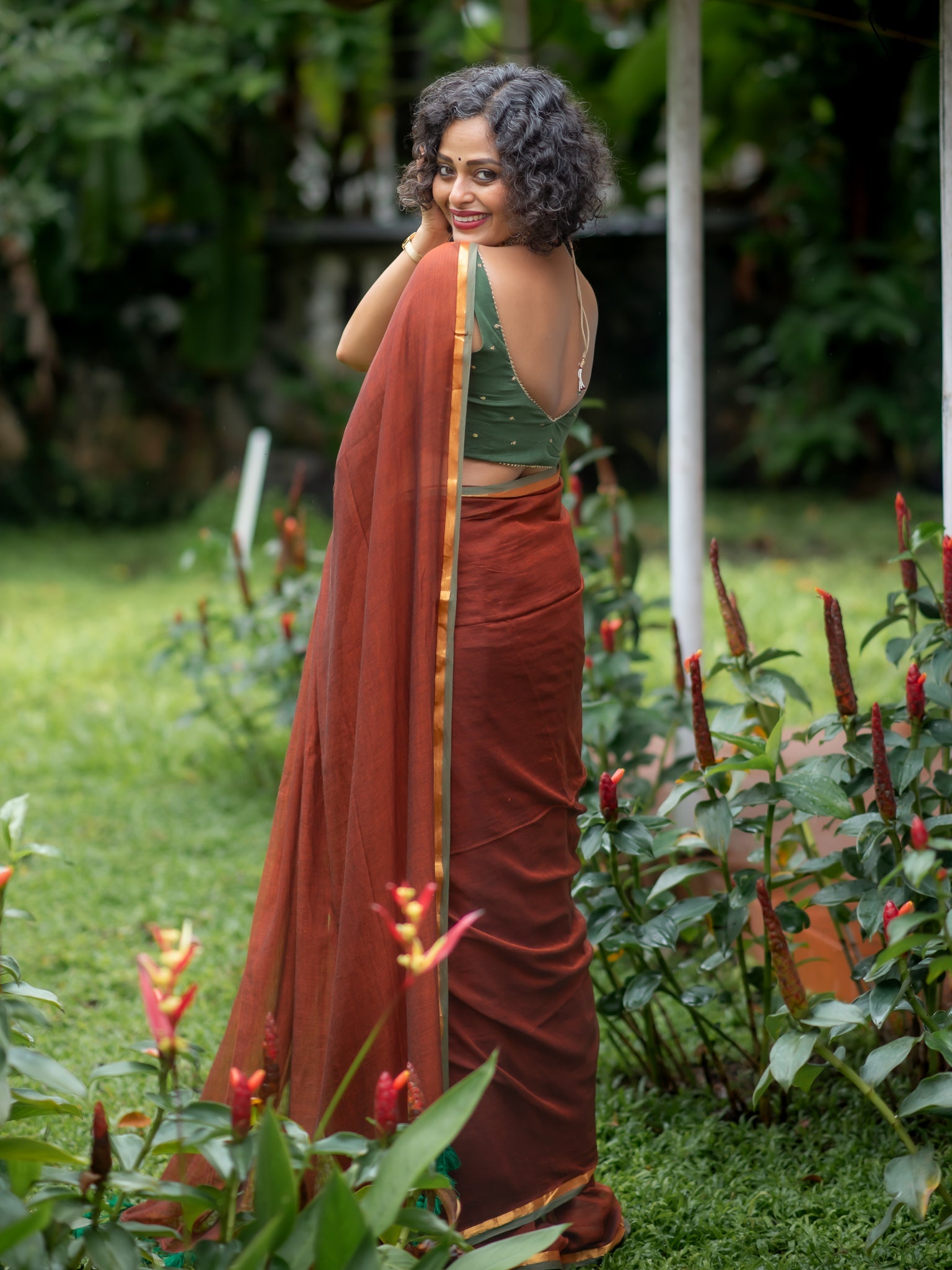 Suta Rust Pure Cotton Saree