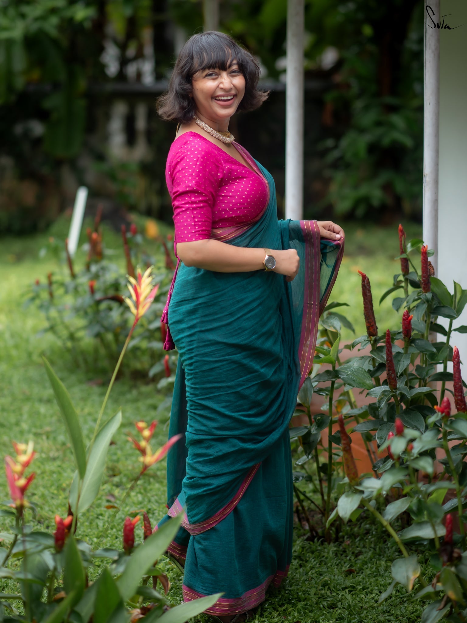 Suta Green Pure Cotton Saree