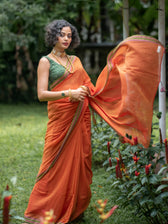 Suta Rust Pure Cotton Saree
