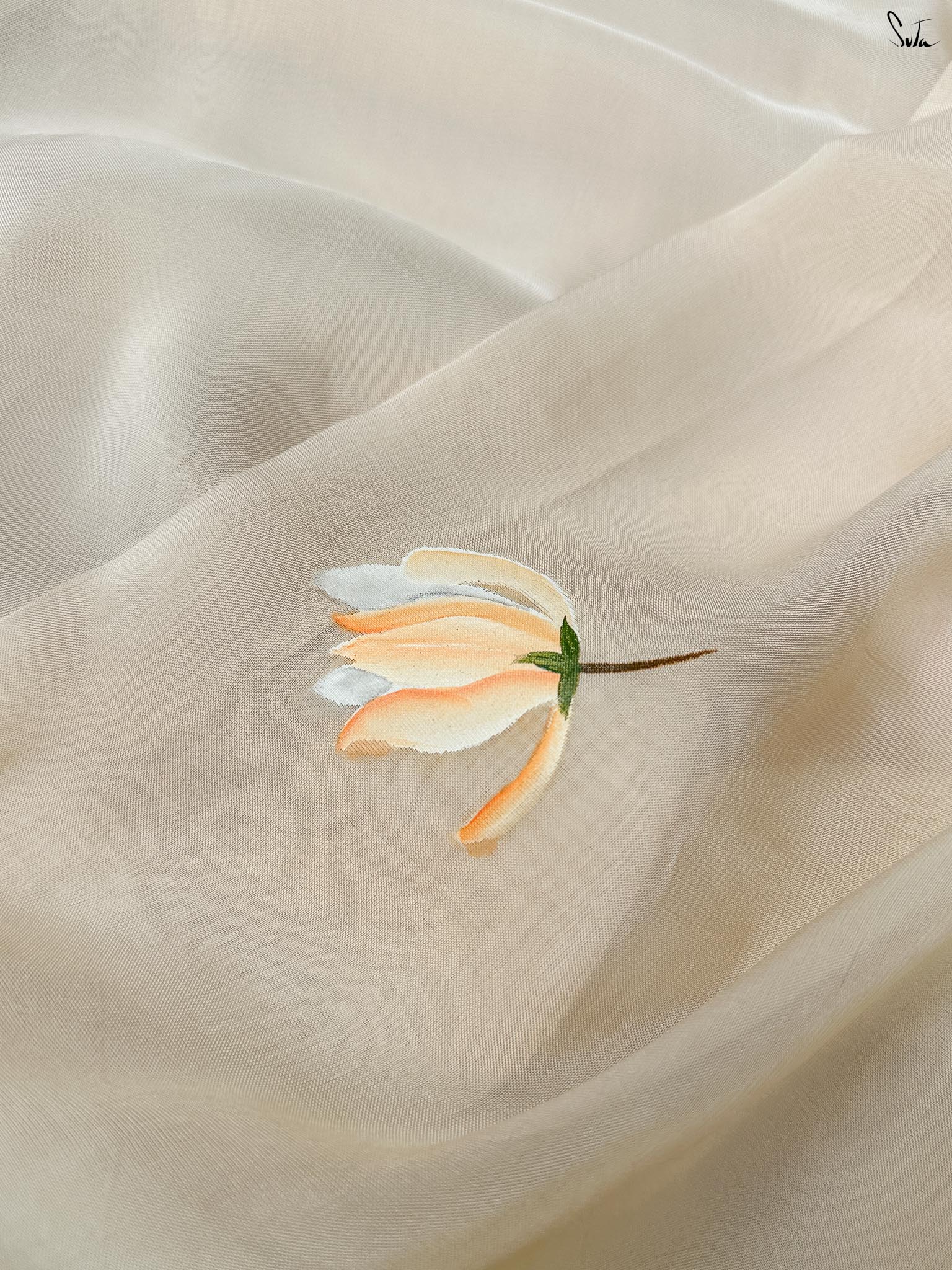 Sable Veil (Hand Painted Viscose Saree)