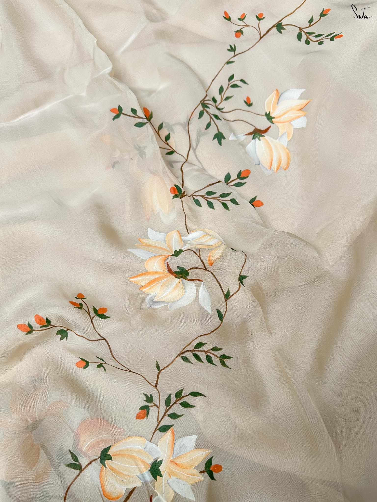 Sable Veil (Hand Painted Viscose Saree)