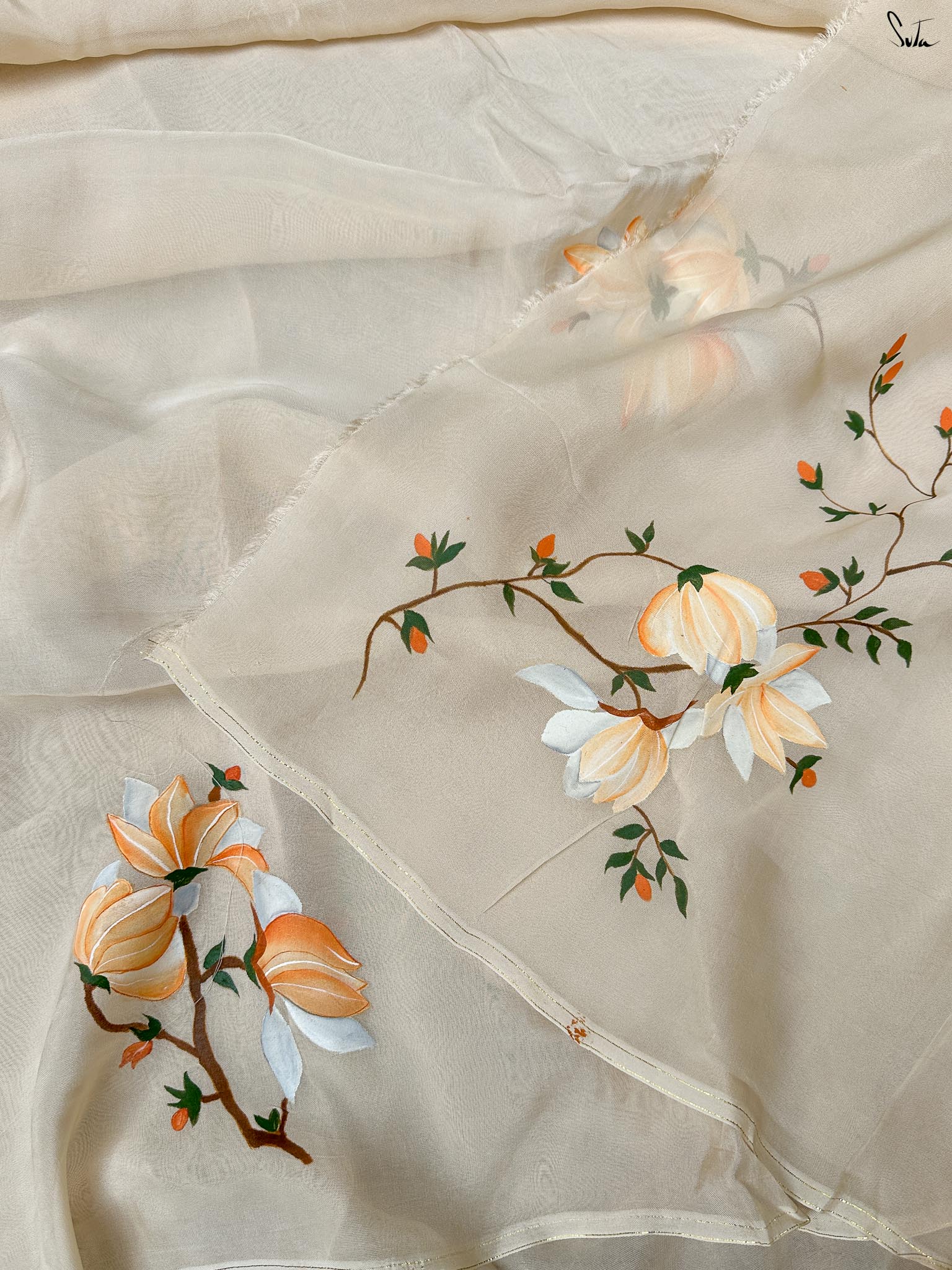 Sable Veil (Hand Painted Viscose Saree)