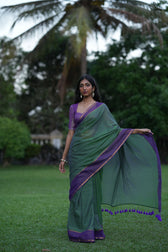 Stripe Border Mul Zari saree 7