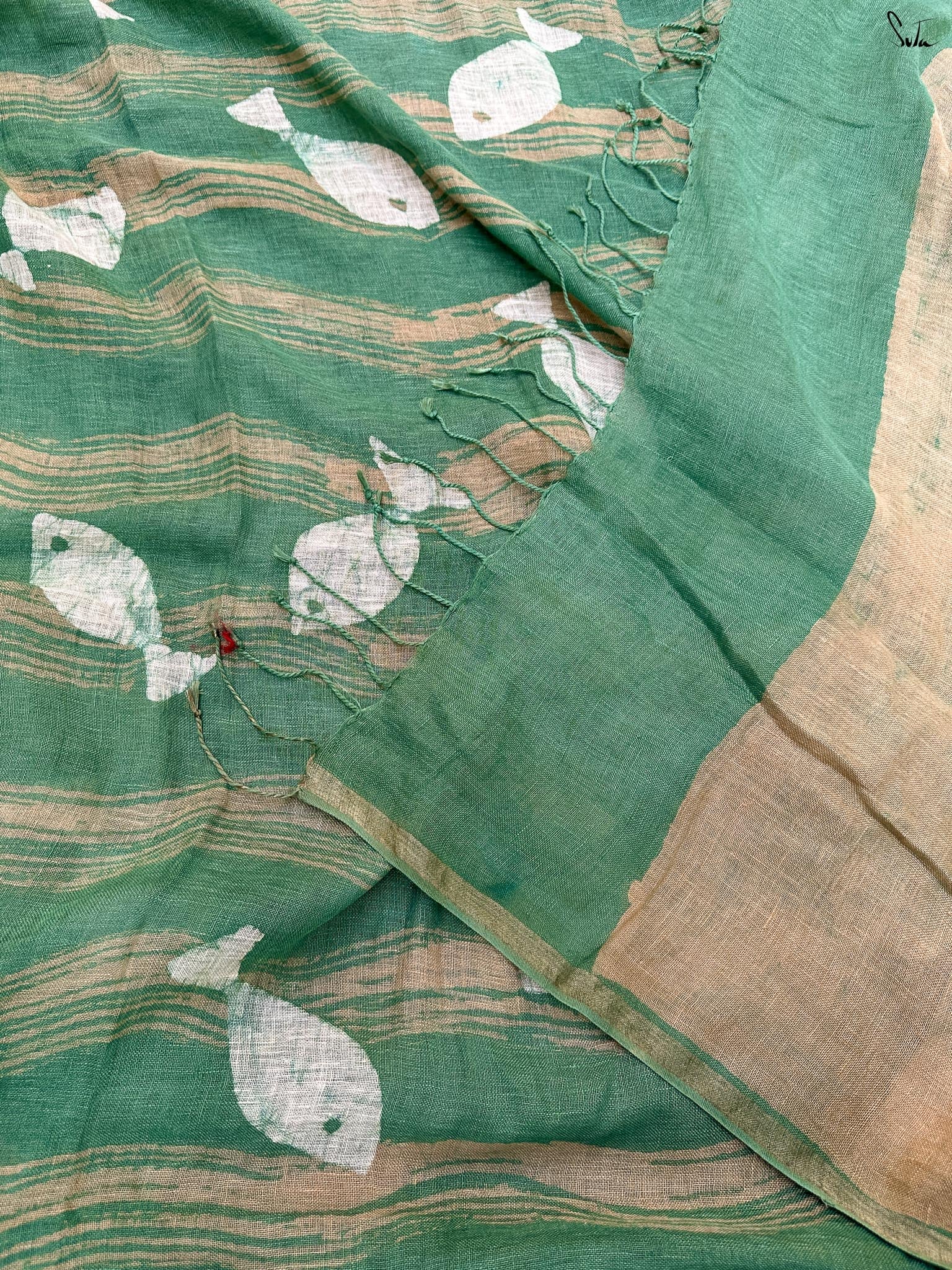 Sutrangi Leher (Pure Linen Hand Batik Saree)