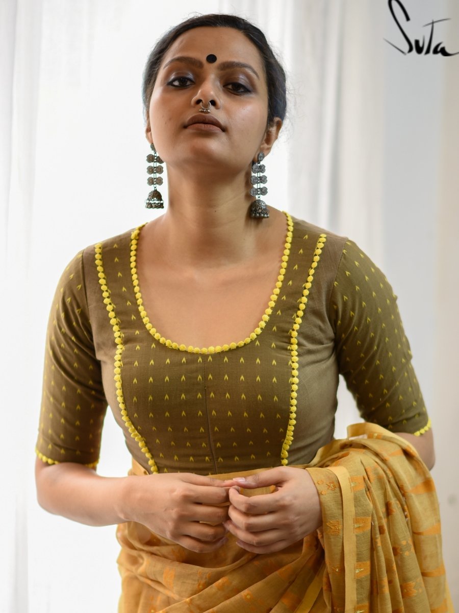 Brown Lacy roads ( Blouse ) - suta.in