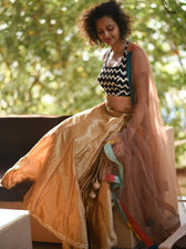 Dull gold Raw silk skirt - suta.in
