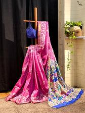 Neelkanthi Ki Chitthi (Hand Painted Pure Silk Saree)