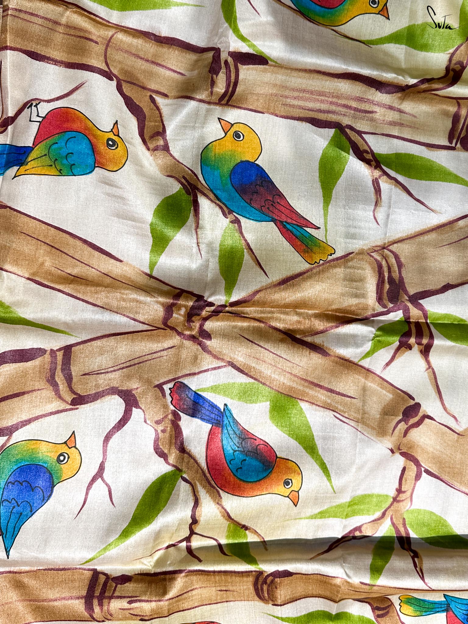 Morbagh Ki Mehfil (Hand Painted Pure Silk Saree)