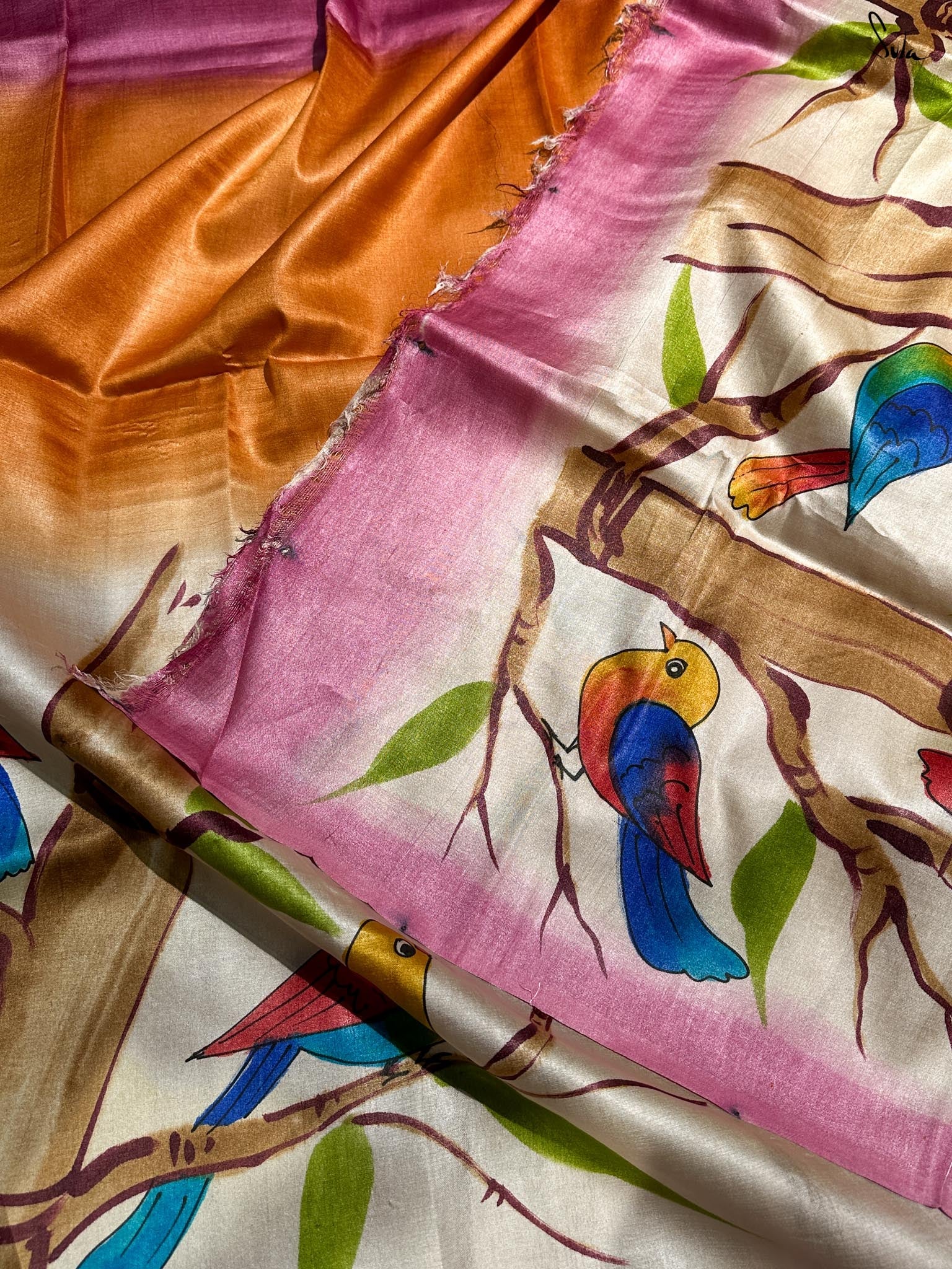 Morbagh Ki Mehfil (Hand Painted Pure Silk Saree)