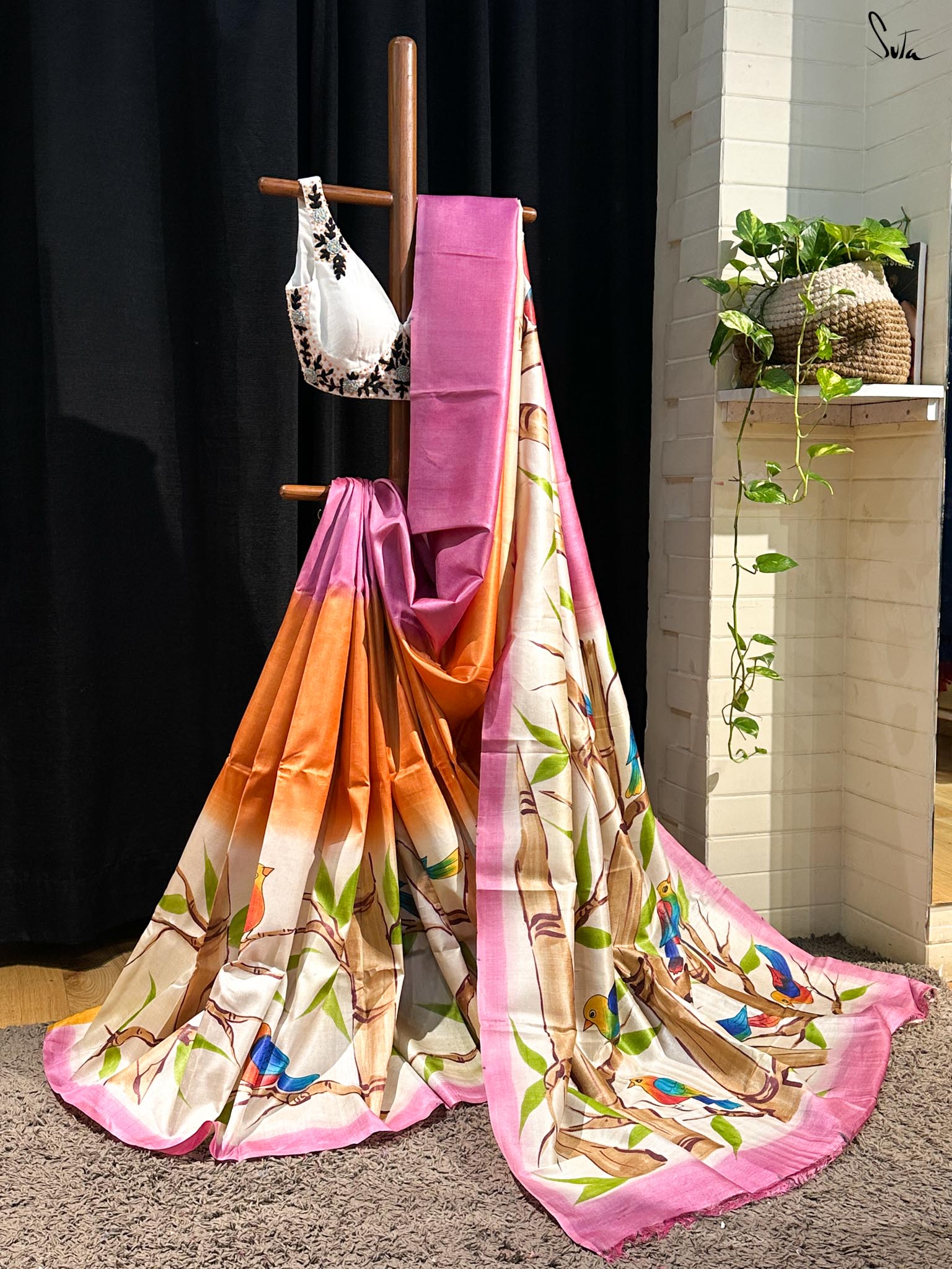 Morbagh Ki Mehfil (Hand Painted Pure Silk Saree)