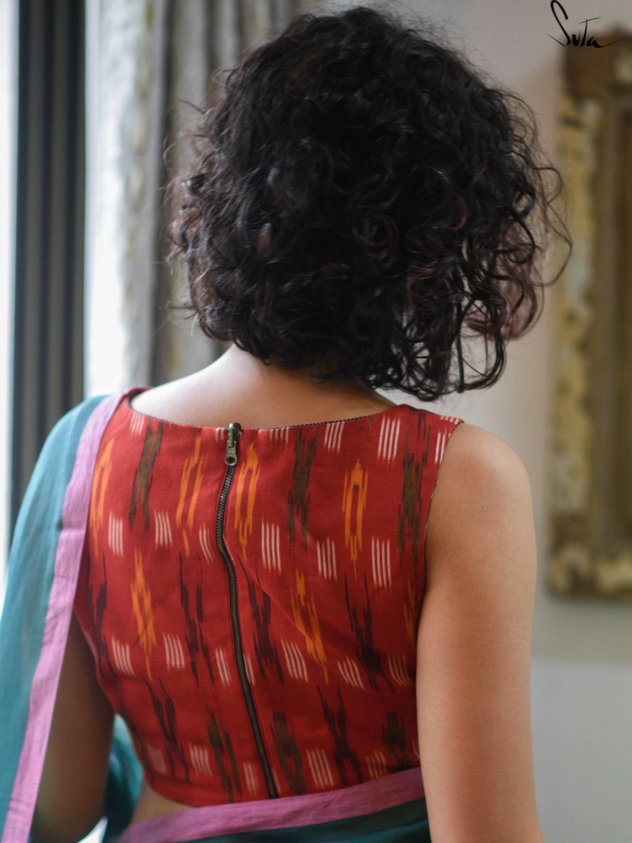 Red and Black Alat Palat (Blouse) - suta.in