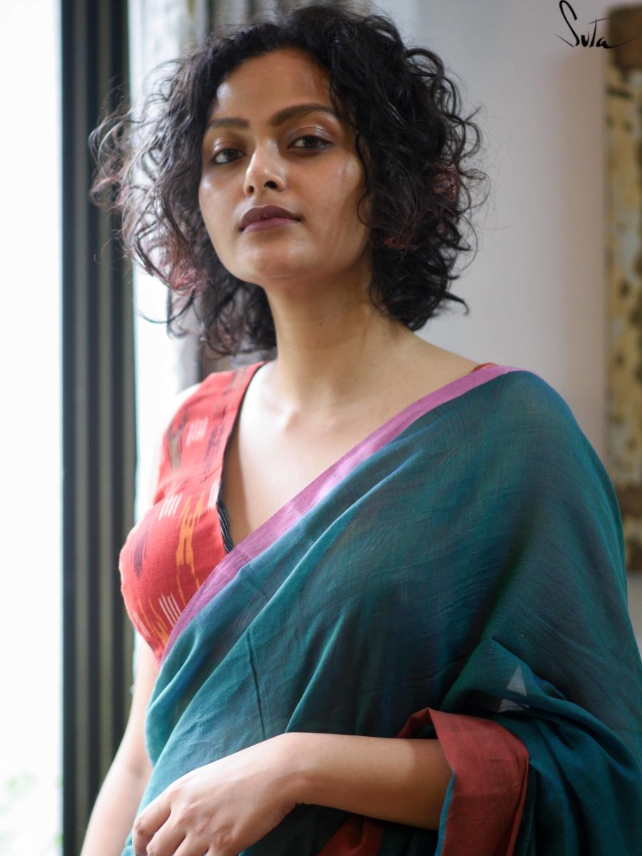 Red and Black Alat Palat (Blouse) - suta.in