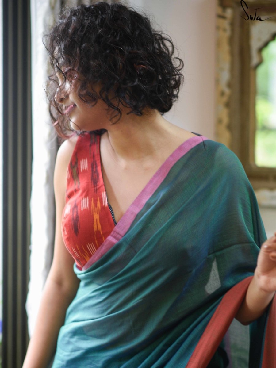 Red and Black Alat Palat (Blouse) - suta.in